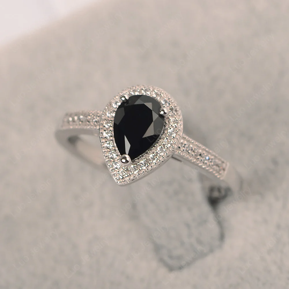 Milgrain Black Spinel Ring