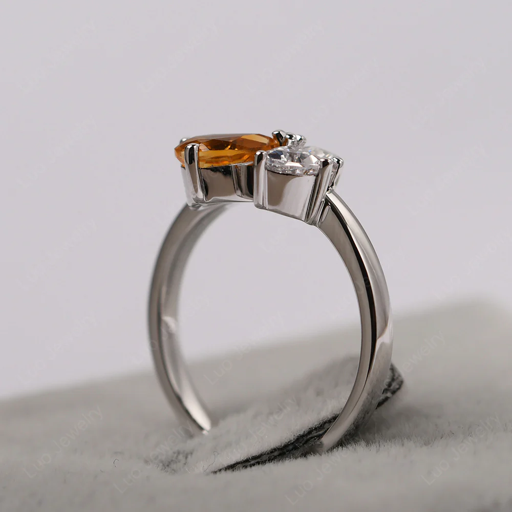 Pear Citrine Cluster Engagement Ring - Image 4