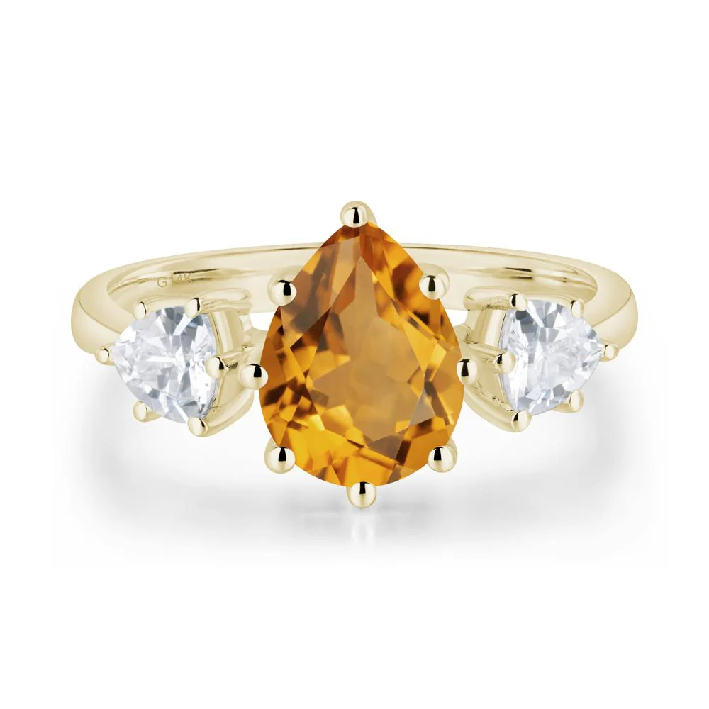 Pear Citrine Ring with Trillion Side Stone - Image 4