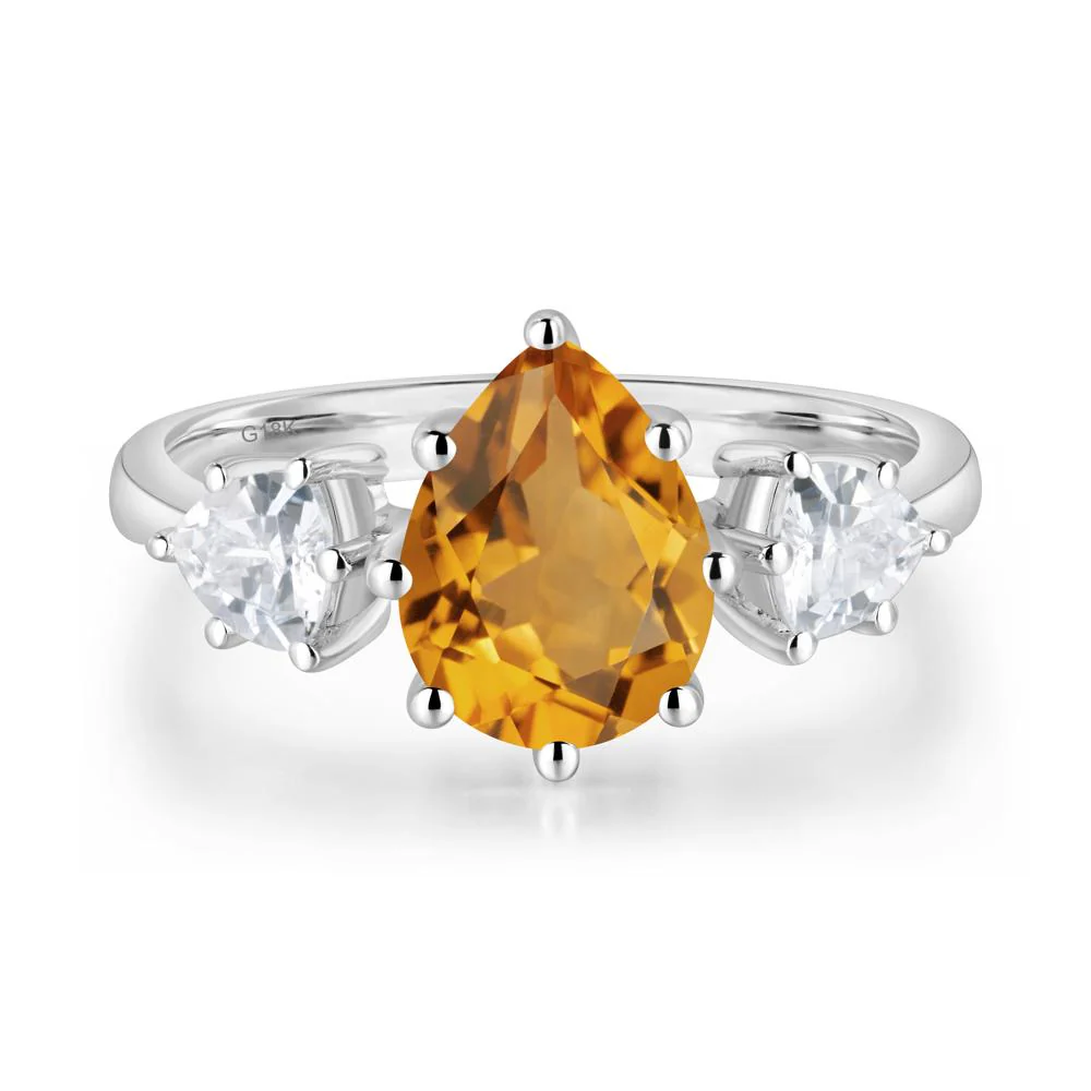 Pear Citrine Ring with Trillion Side Stone - Image 6