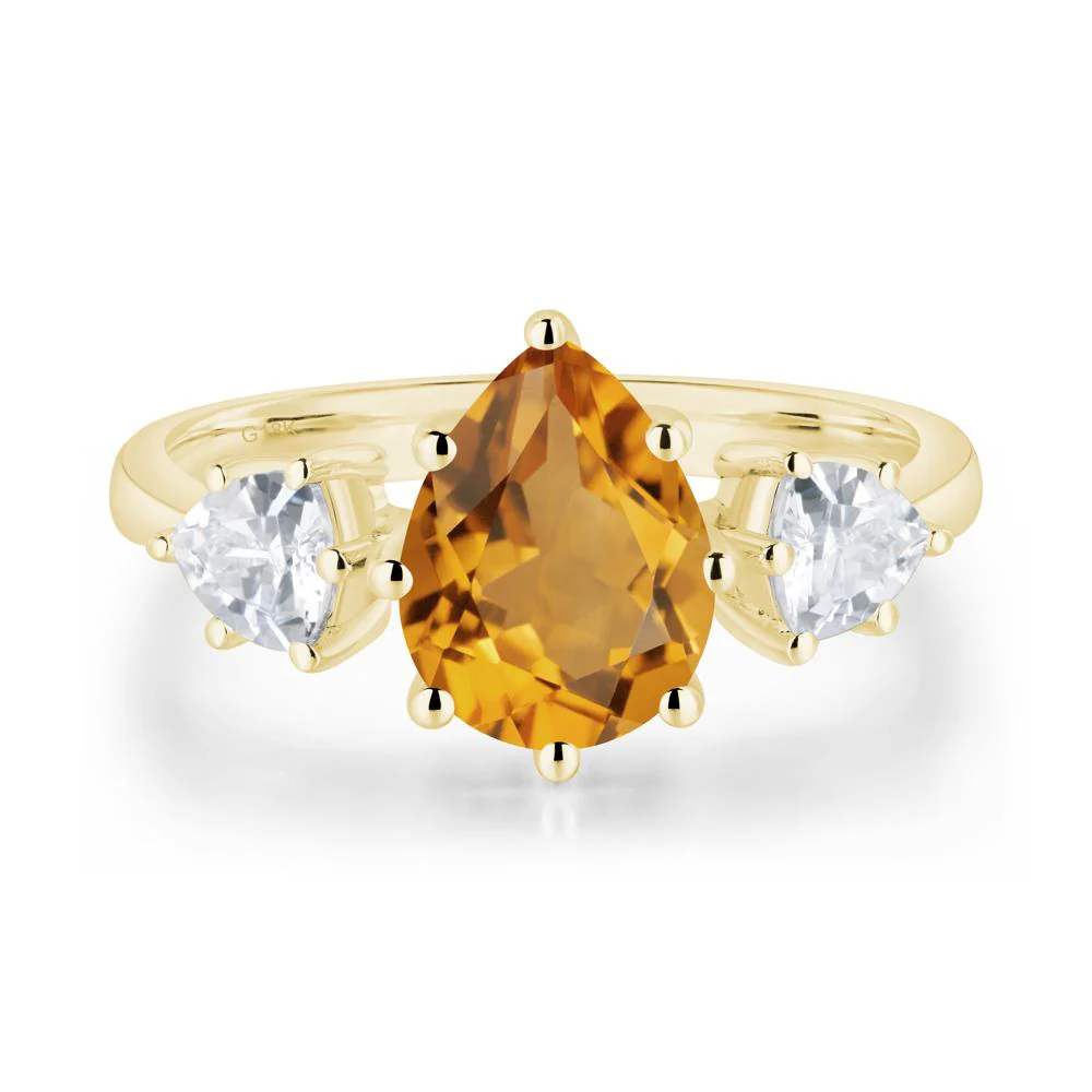 Pear Citrine Ring with Trillion Side Stone - Image 7