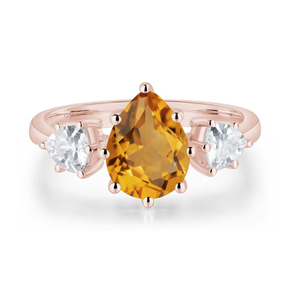 Pear Citrine Ring with Trillion Side Stone - Image 8