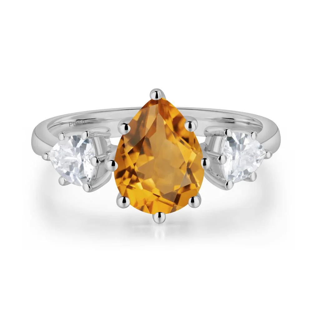 Pear Citrine Ring with Trillion Side Stone - Image 9