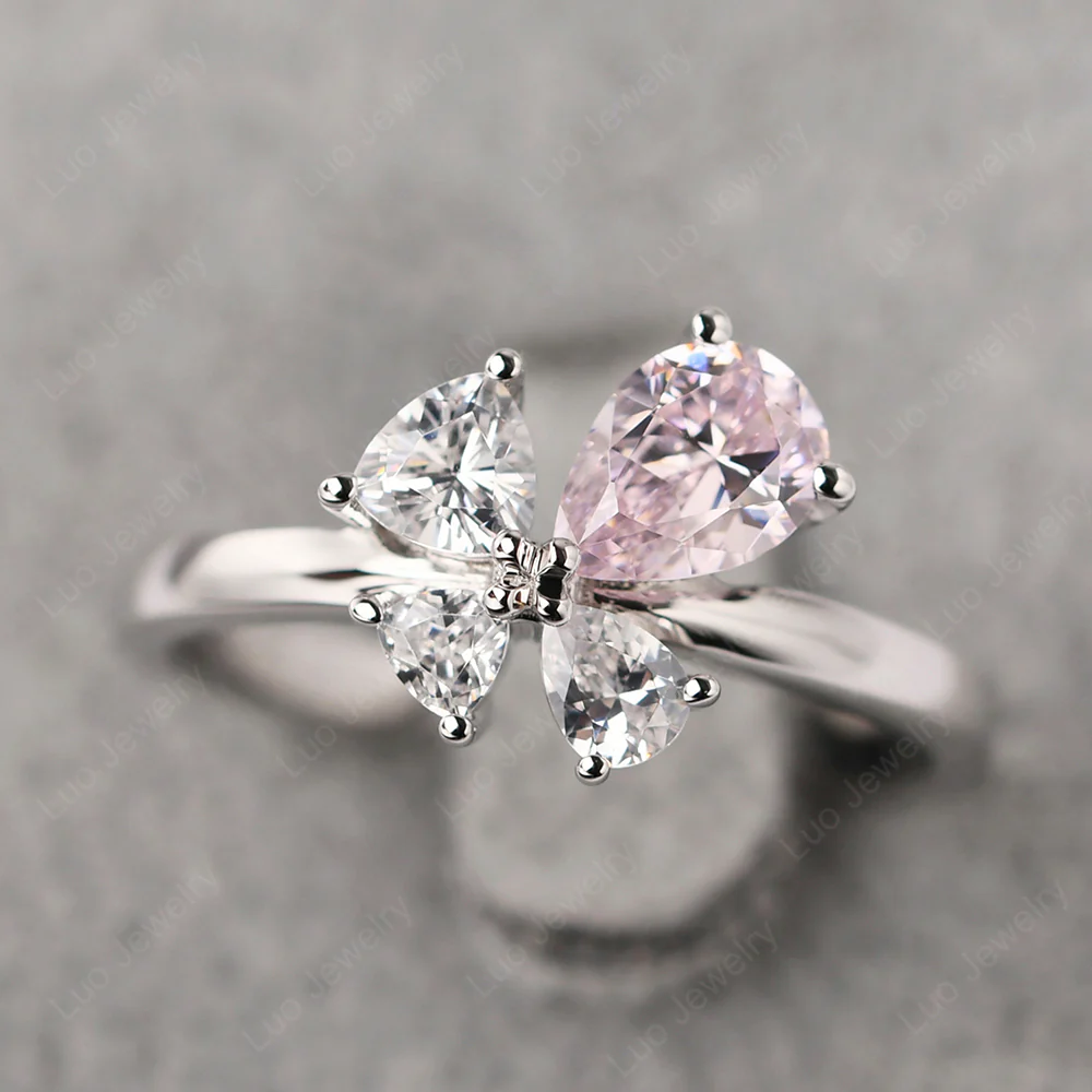 Pink Cubic Zirconia 4 Stone Ring