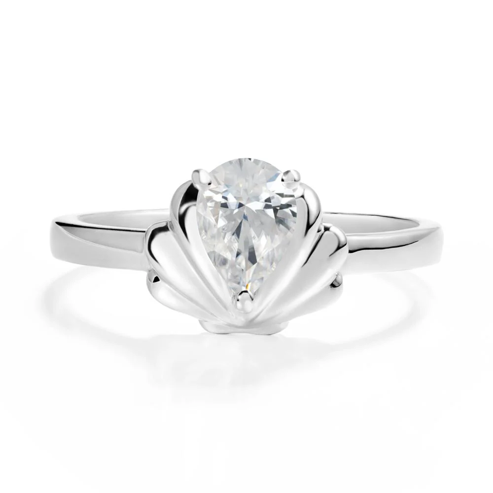 Pear Cubic Zirconia Shell Engagement Ring