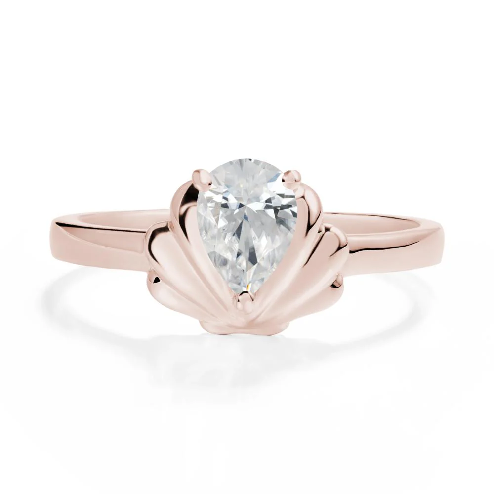 Pear Cubic Zirconia Shell Engagement Ring - Image 2