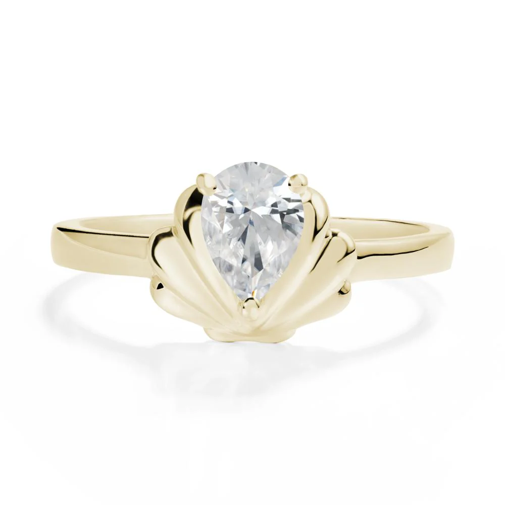 Pear Cubic Zirconia Shell Engagement Ring - Image 4