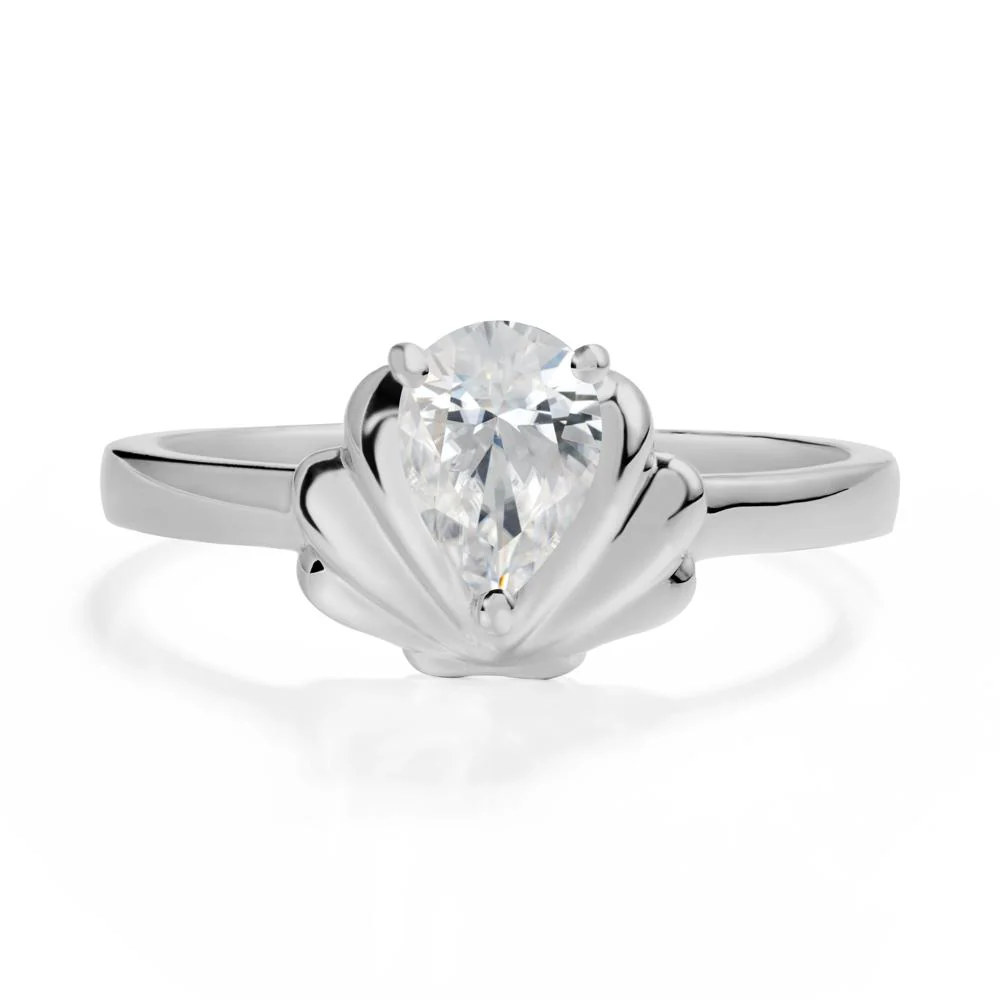 Pear Cubic Zirconia Shell Engagement Ring - Image 9