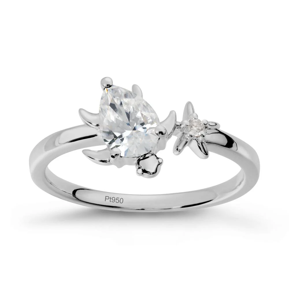 Pear Cubic Zirconia Turtle and Starfish Ring - Image 8