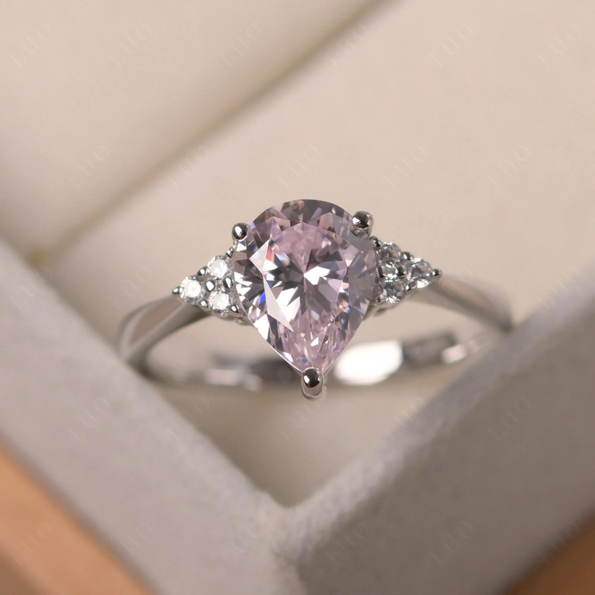 Pear Shaped Pink Cubic Zirconia Promise Ring