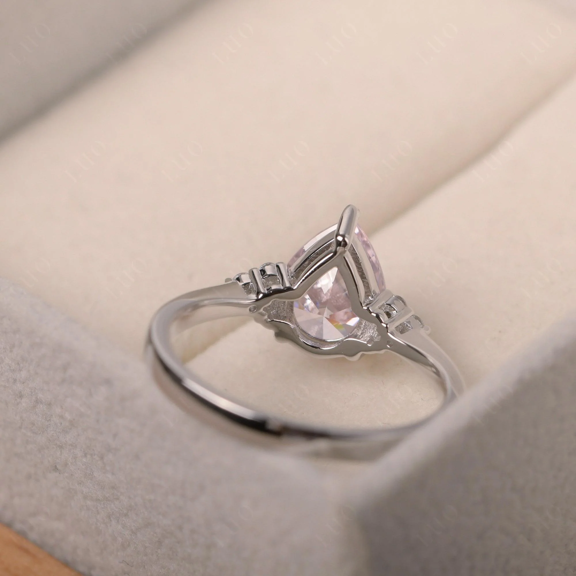 Pear Shaped Pink Cubic Zirconia Promise Ring - Image 3