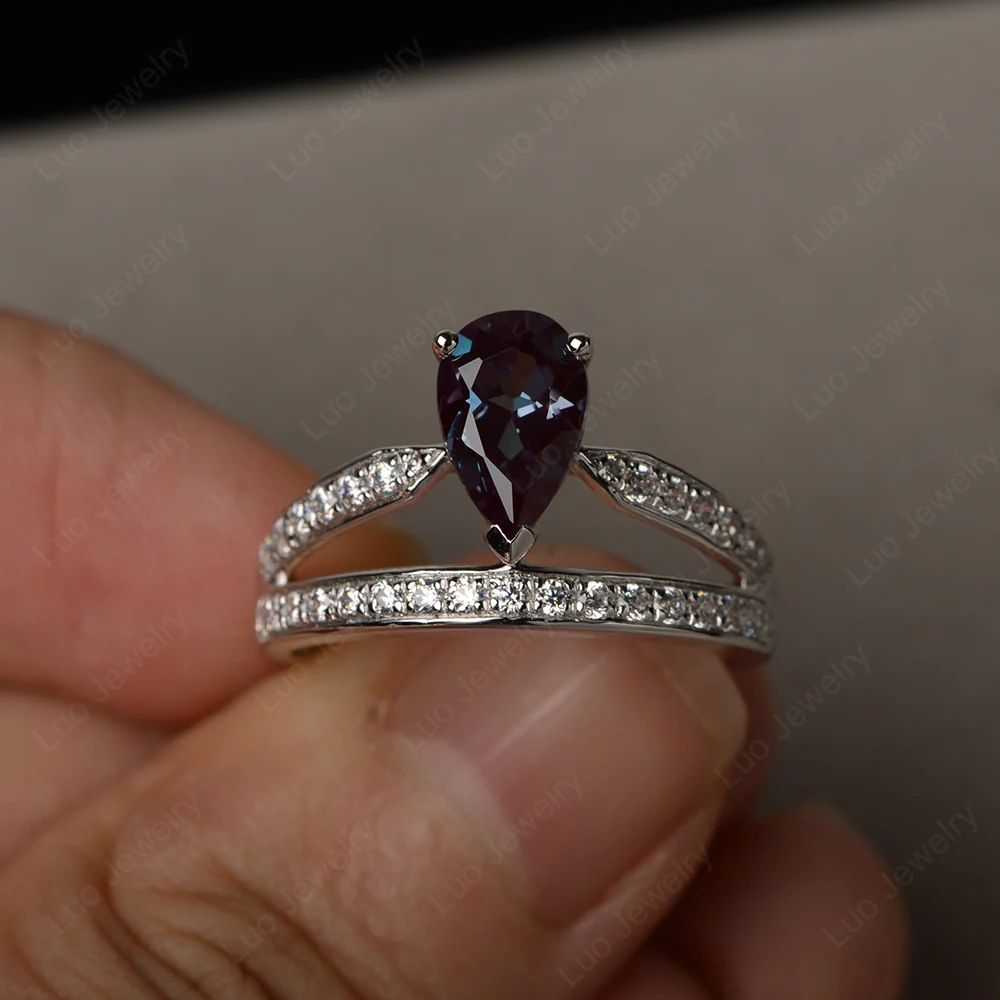Pear Cut Alexandrite Engagement Ring