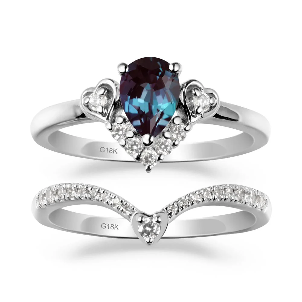 Pear-Cut Alexandrite Heart Bridal Set - Image 5