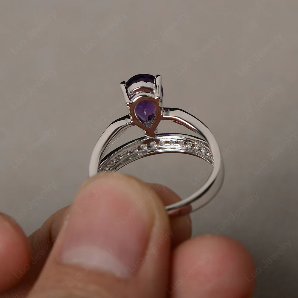 Amethyst Pear Crown Ring - Image 4