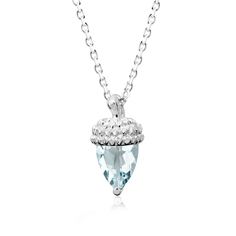 Pear Cut Aquamarine Acorn Pendant