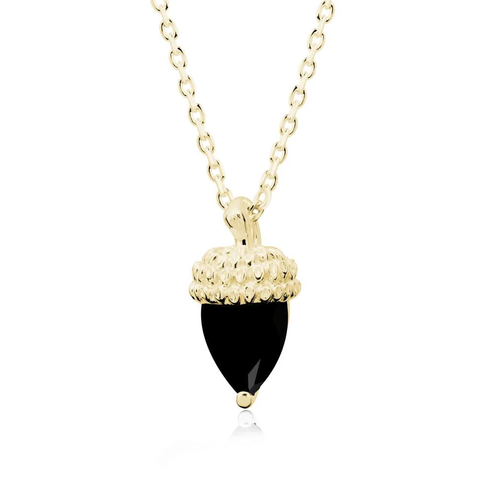 Pear Cut Black Spinel Acorn Pendant - Image 6
