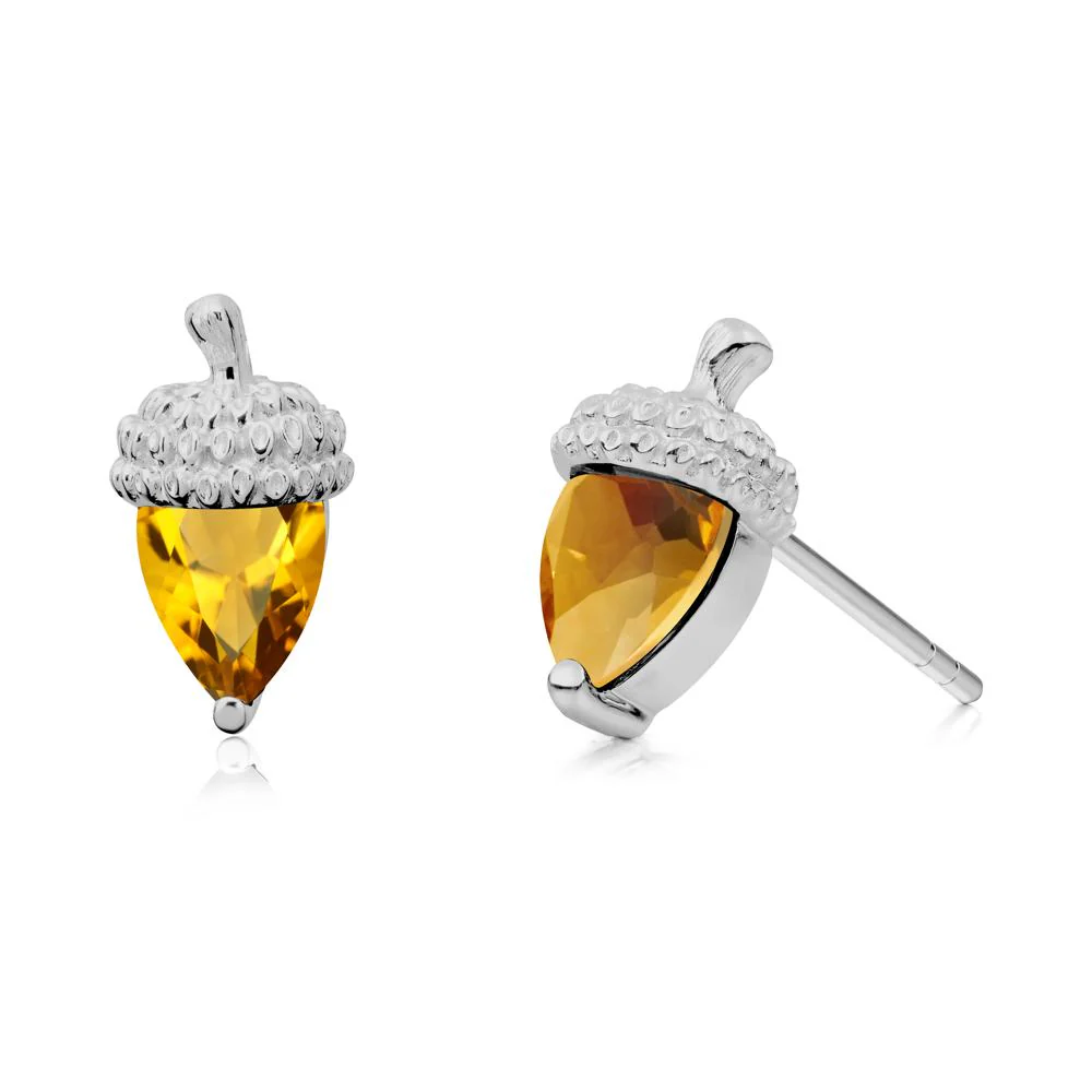 Pear Cut Citrine Acorn Stud Earrings - Image 6
