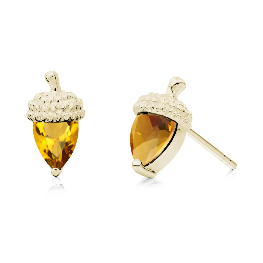 Pear Cut Citrine Acorn Stud Earrings - Image 7