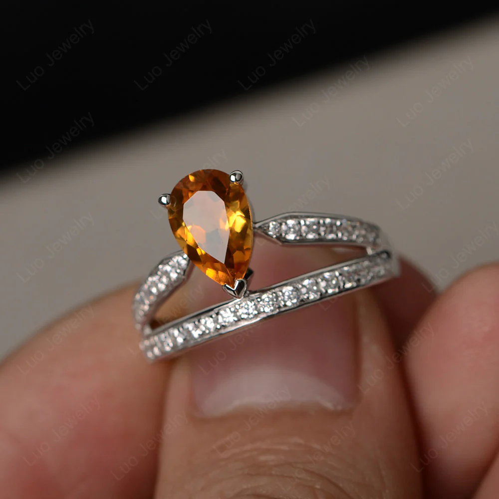 Citrine Pear Crown Ring - Image 2