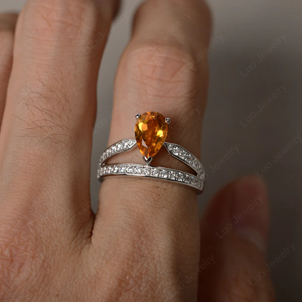 Citrine Pear Crown Ring - Image 3