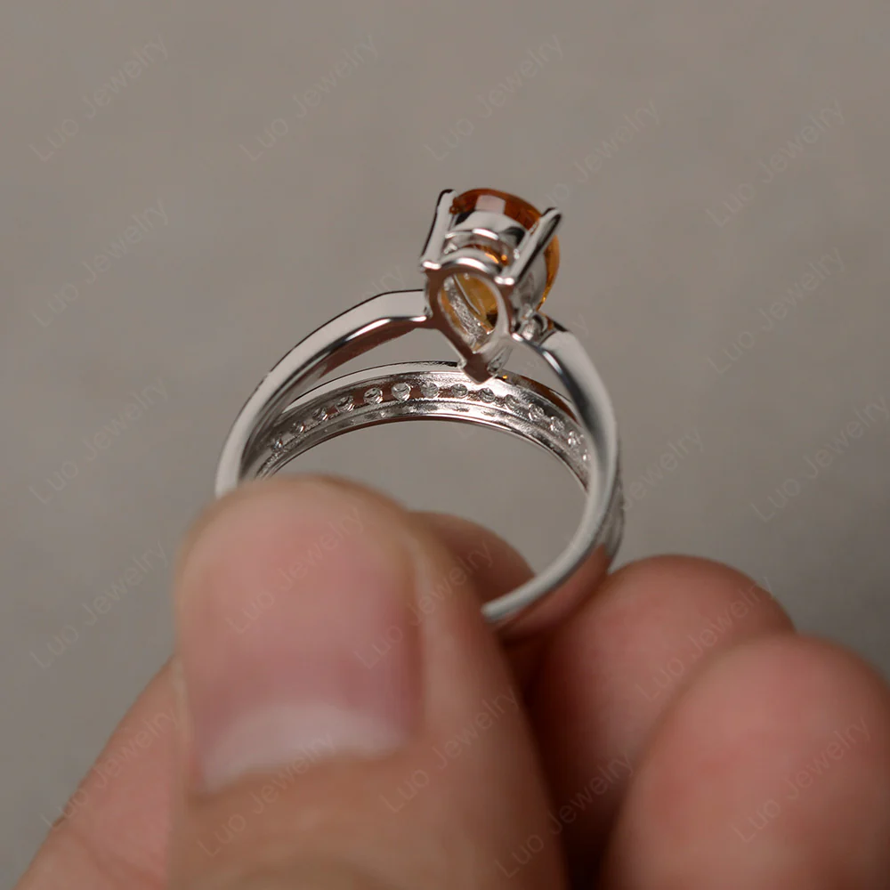 Citrine Pear Crown Ring - Image 4