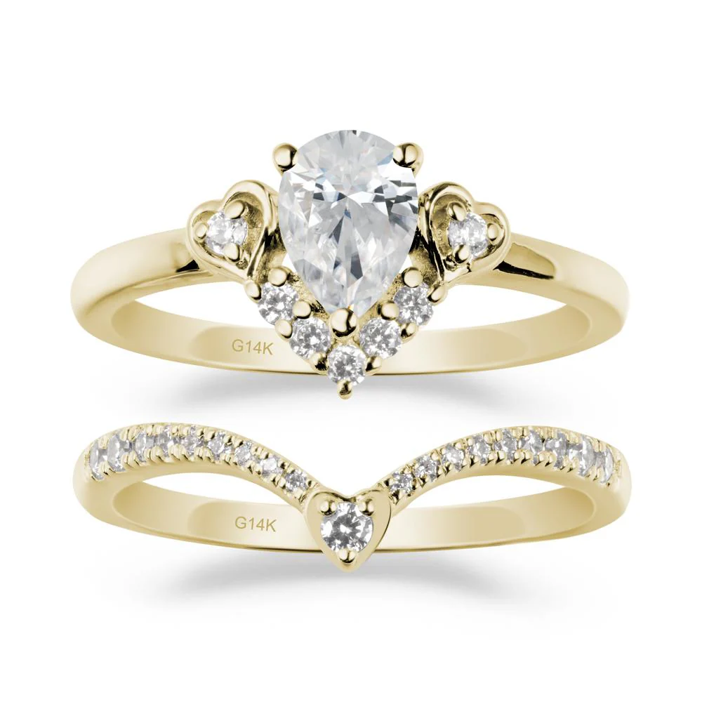 Pear-Cut Cubic Zirconia Heart Bridal Set - Image 3