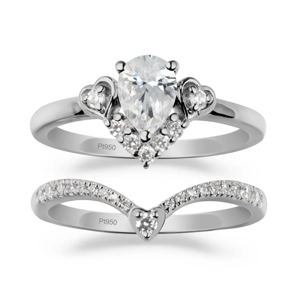 Pear-Cut Cubic Zirconia Heart Bridal Set - Image 8