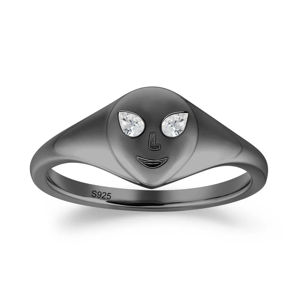Pear Cut Cubic Zirconia Ring with Smile Emoji - Image 2