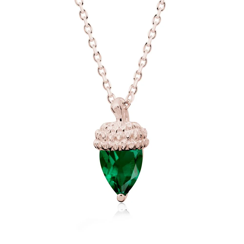 Pear Cut Emerald Acorn Pendant - Image 2