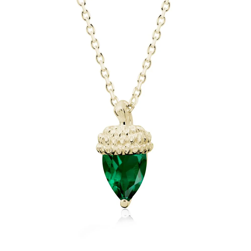 Pear Cut Emerald Acorn Pendant - Image 4