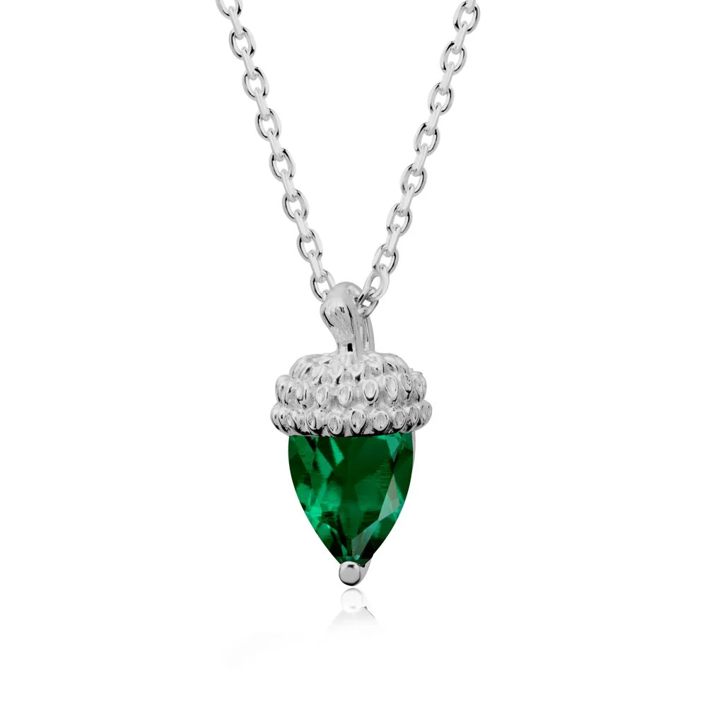 Pear Cut Emerald Acorn Pendant - Image 8