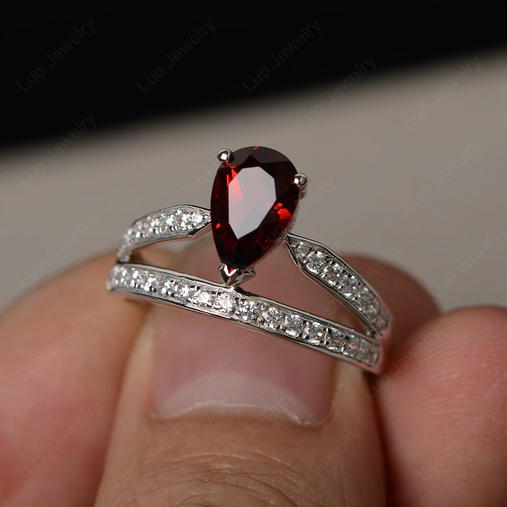Pear Cut Garnet Engagement Ring - Image 2