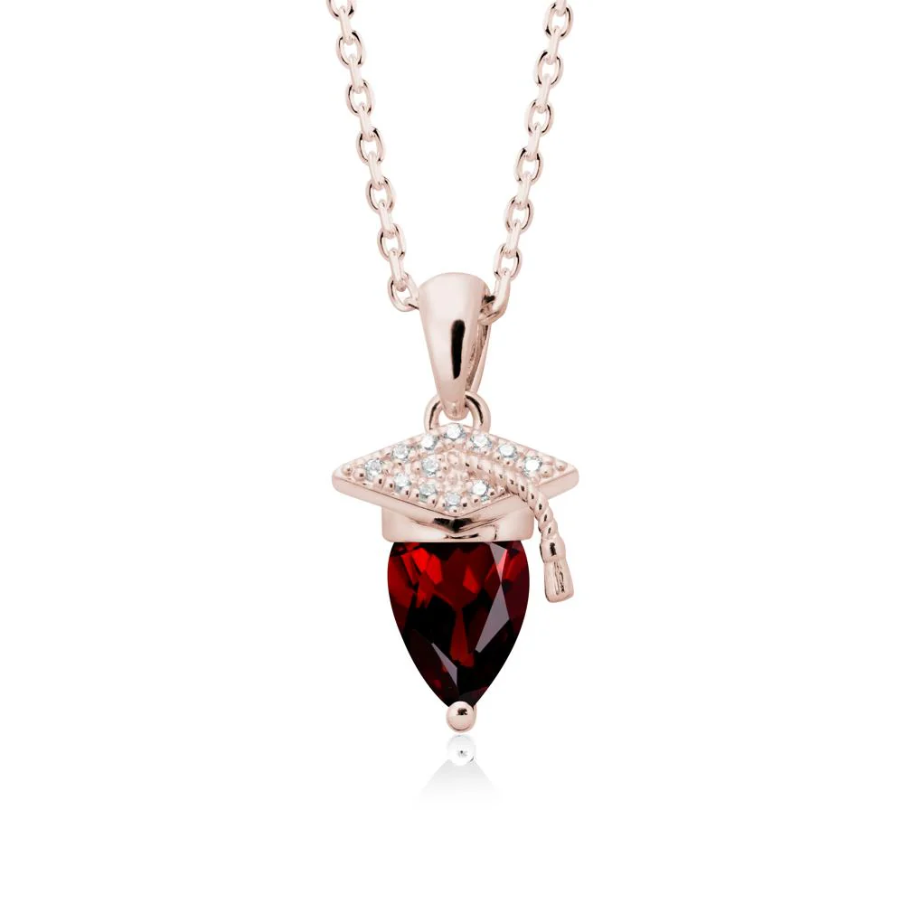 Pear Cut Garnet Graduation Necklace - Image 2