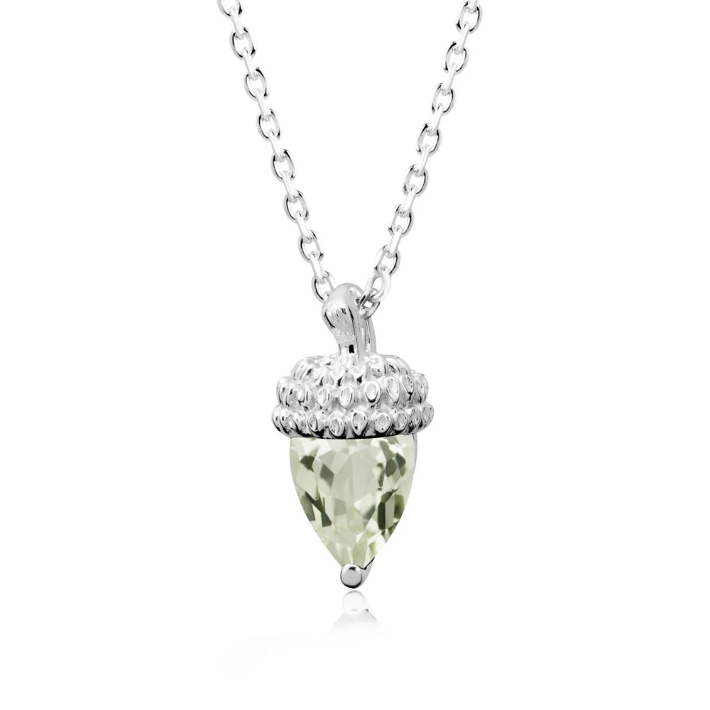 Pear Cut Green Amethyst Acorn Pendant - Image 3