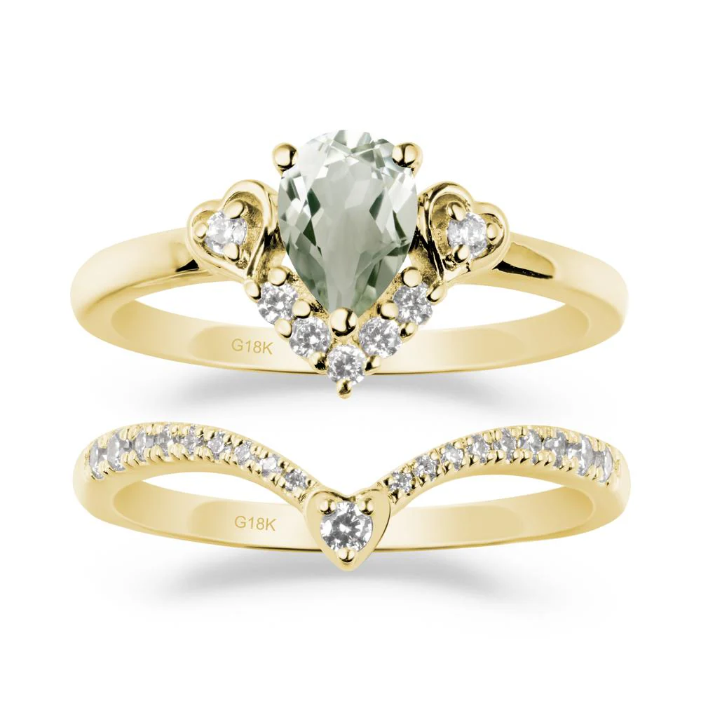 Pear-Cut Green Amethyst Heart Bridal Set - Image 6