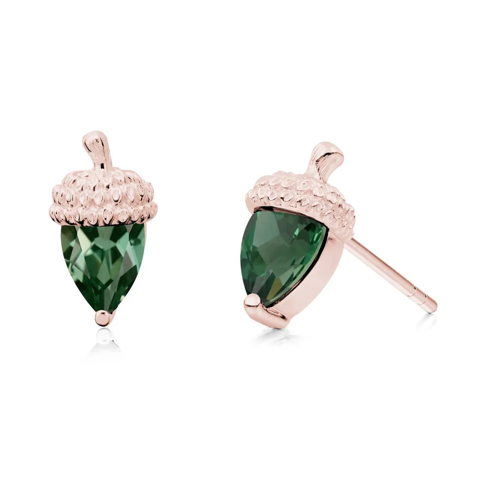 Pear Cut Green Sapphire Acorn Stud Earrings - Image 9