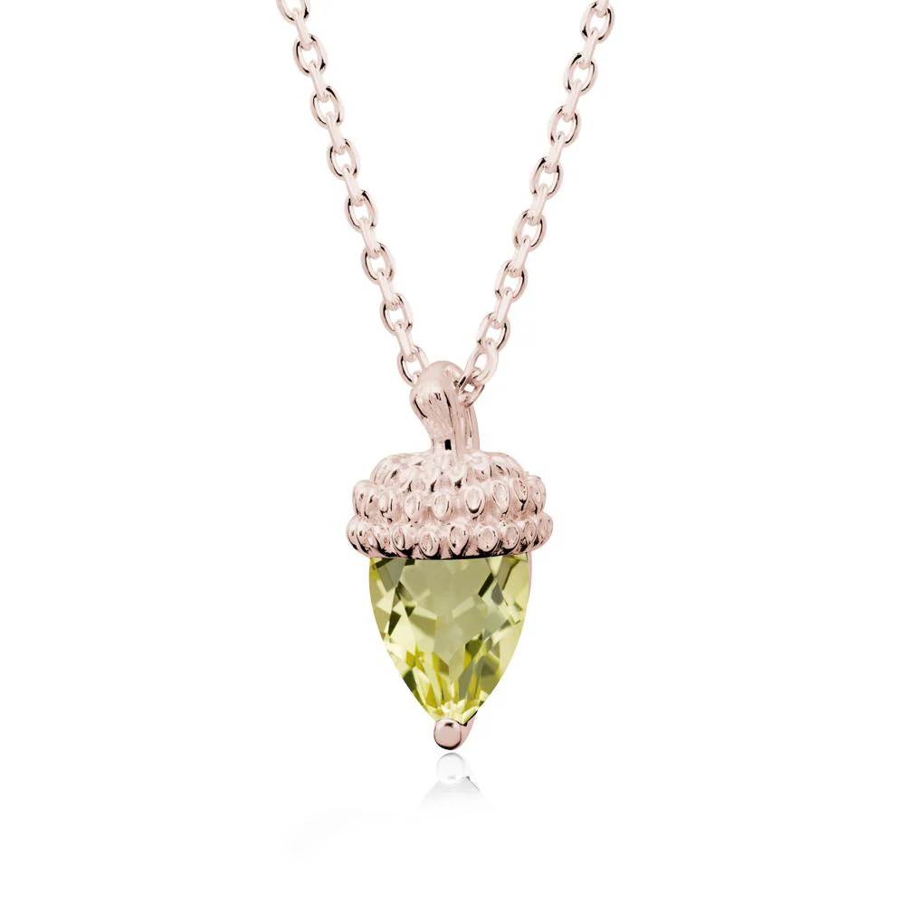 Pear Cut Lemon Quartz Acorn Pendant - Image 2