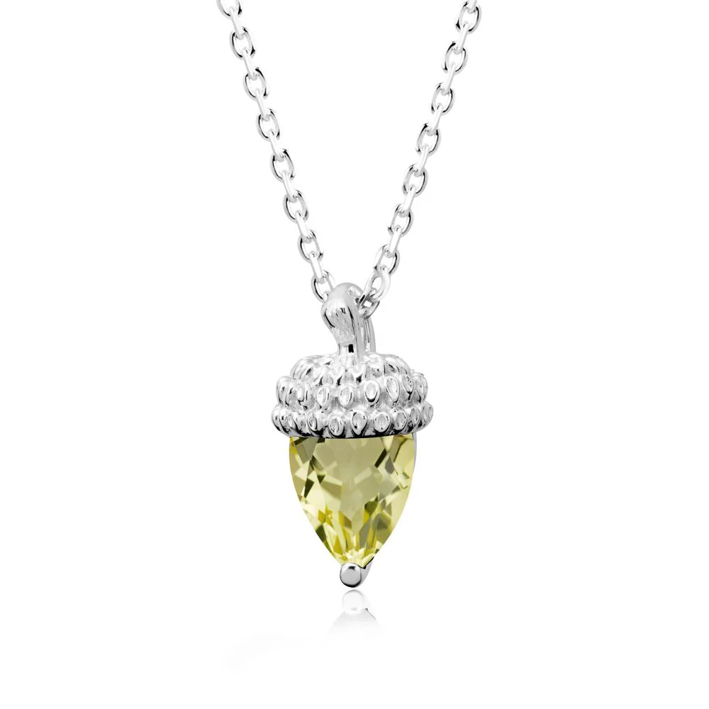 Pear Cut Lemon Quartz Acorn Pendant - Image 3
