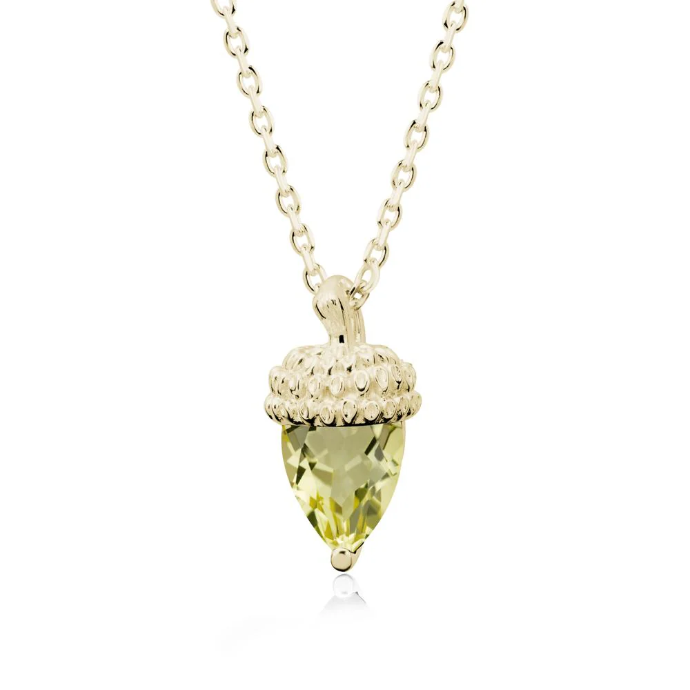 Pear Cut Lemon Quartz Acorn Pendant - Image 4