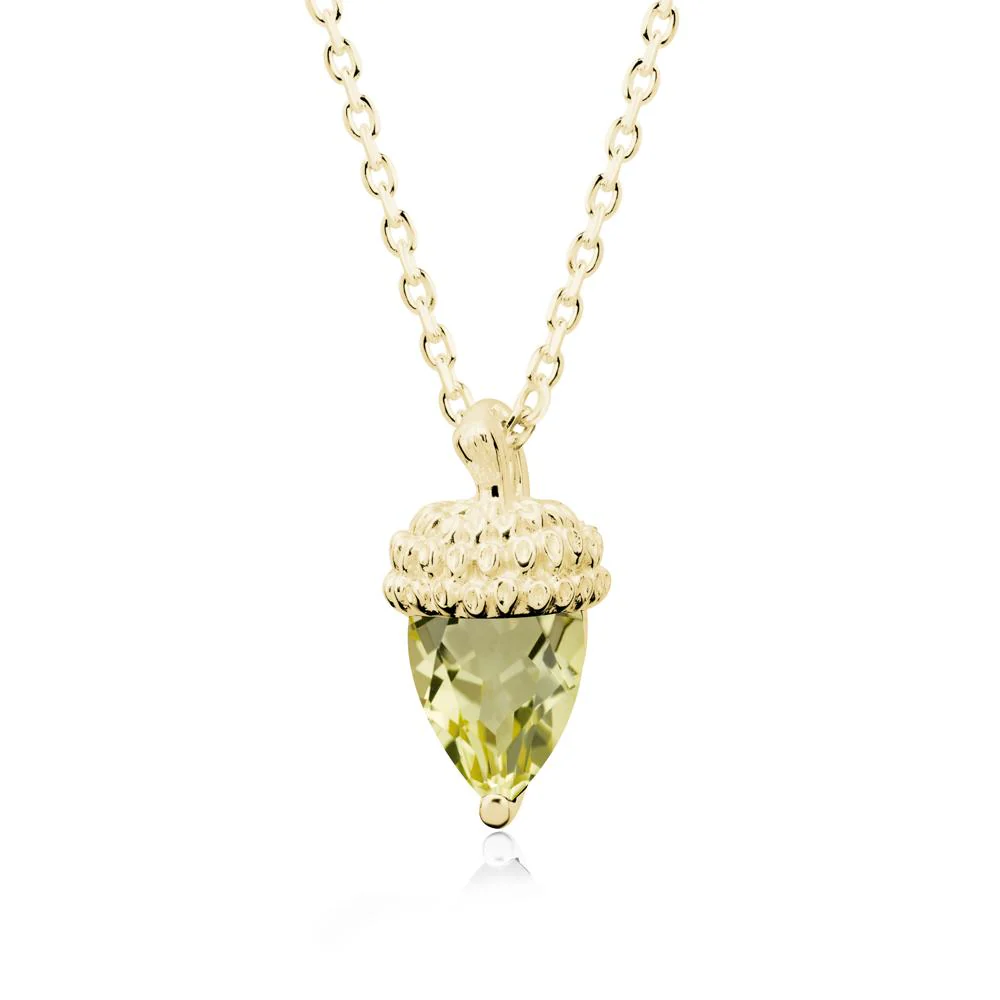 Pear Cut Lemon Quartz Acorn Pendant - Image 7