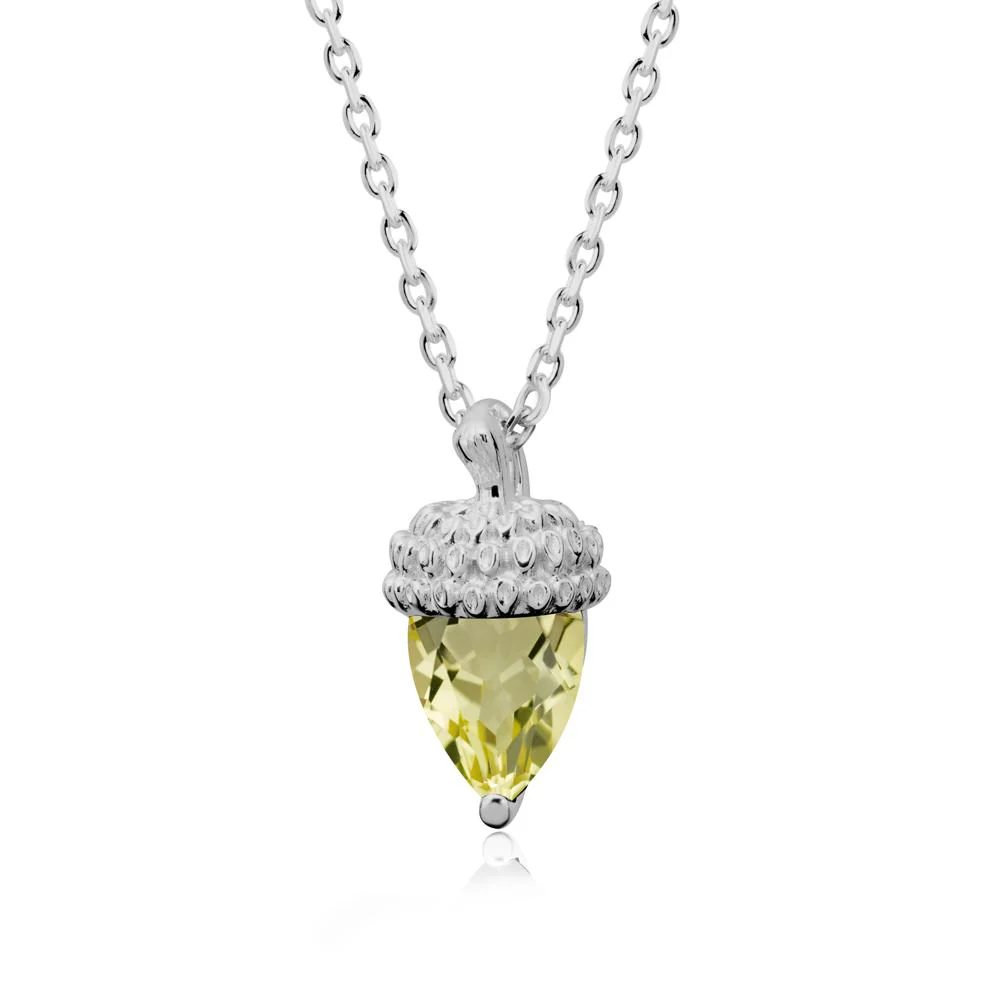 Pear Cut Lemon Quartz Acorn Pendant - Image 9