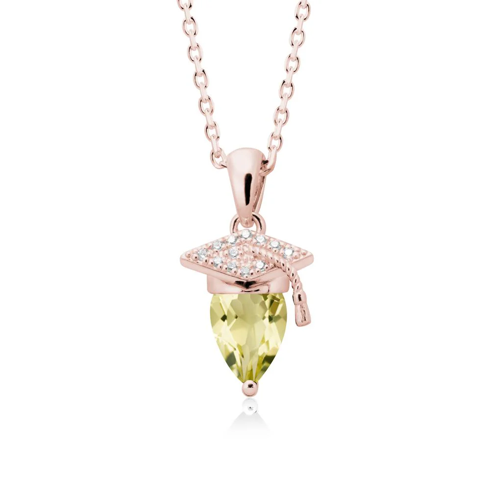 Pear Cut Lemon Quartz Graduation Necklace - Image 4
