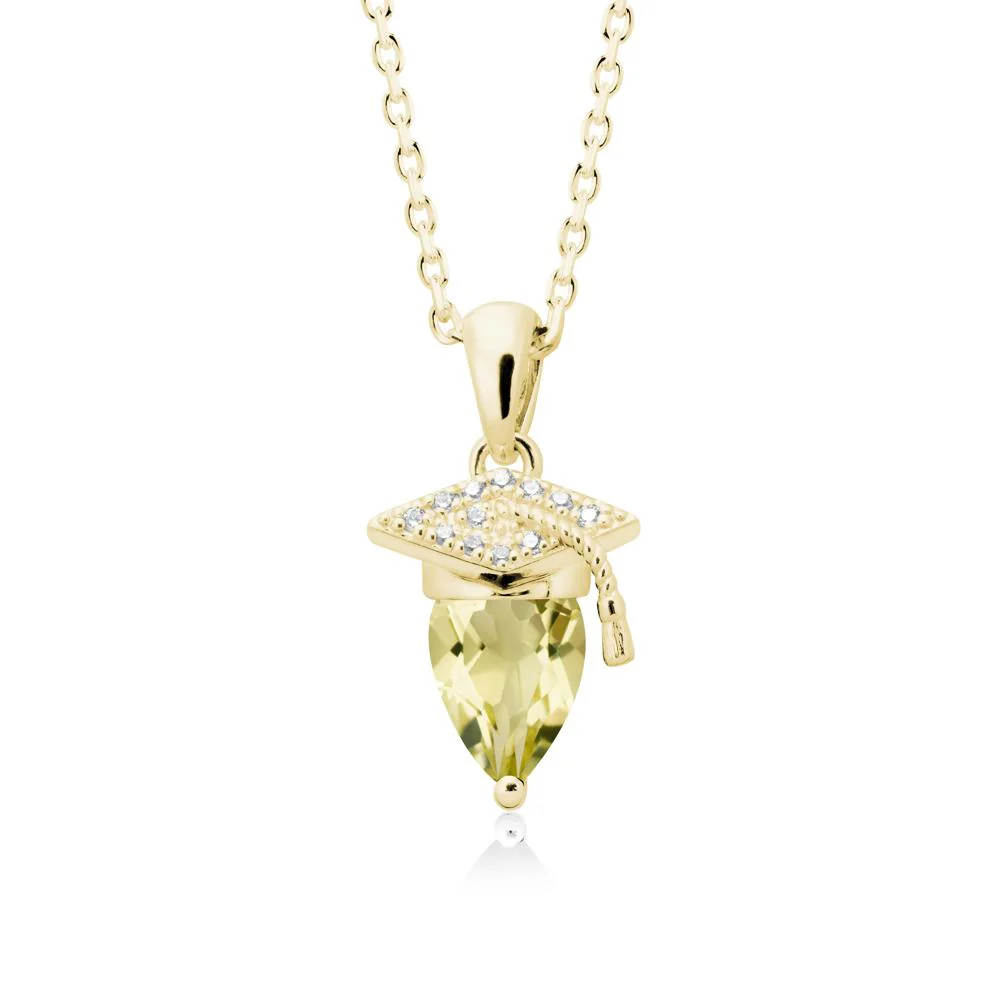 Pear Cut Lemon Quartz Graduation Necklace - Image 6