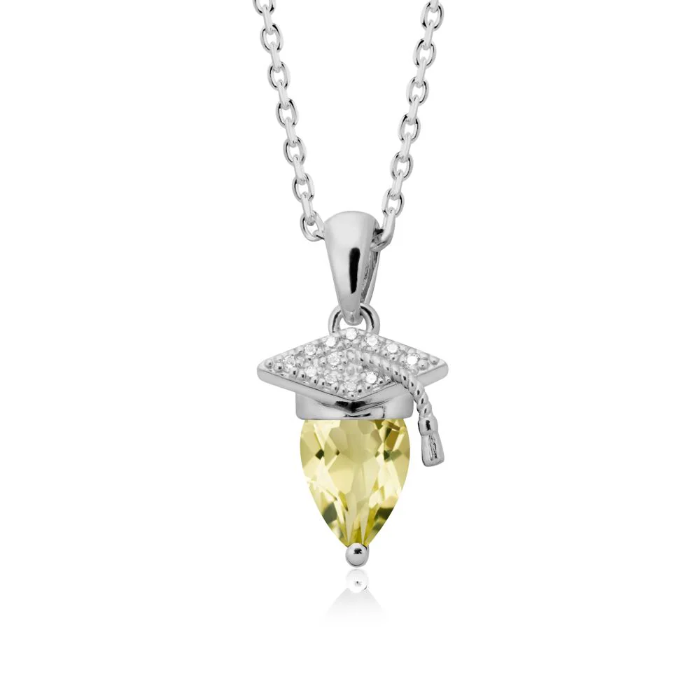 Pear Cut Lemon Quartz Graduation Necklace - Image 8