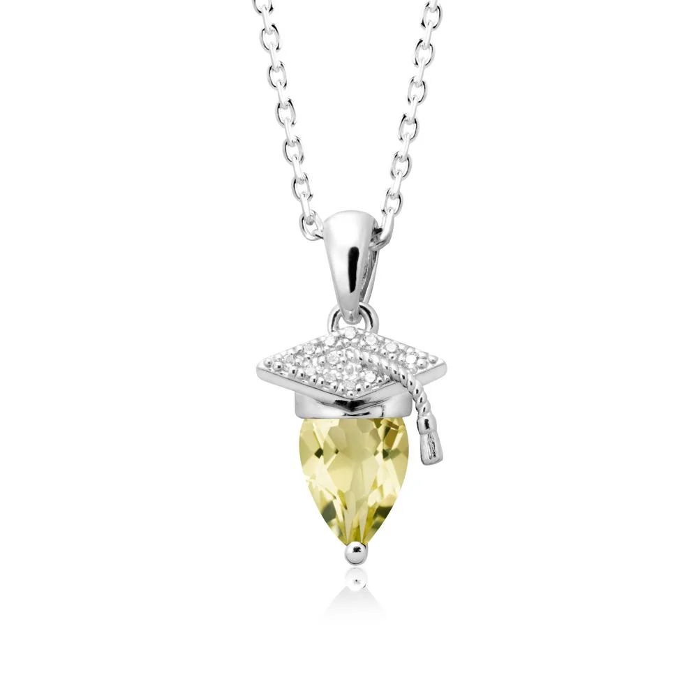 Pear Cut Lemon Quartz Graduation Necklace - Image 9