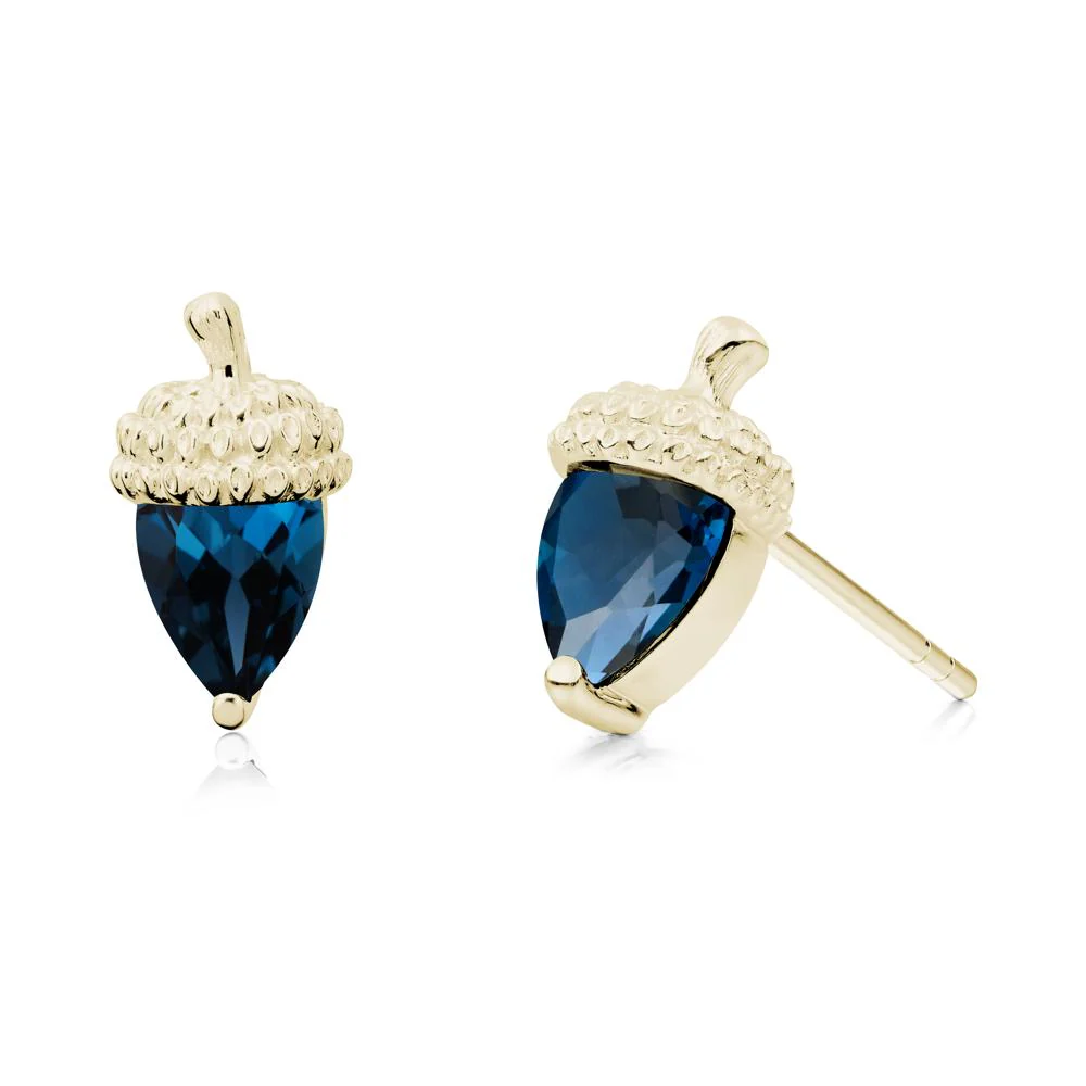 Pear Cut London Blue Topaz Acorn Stud Earrings - Image 6