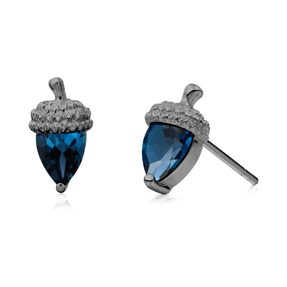 Pear Cut London Blue Topaz Acorn Stud Earrings - Image 8