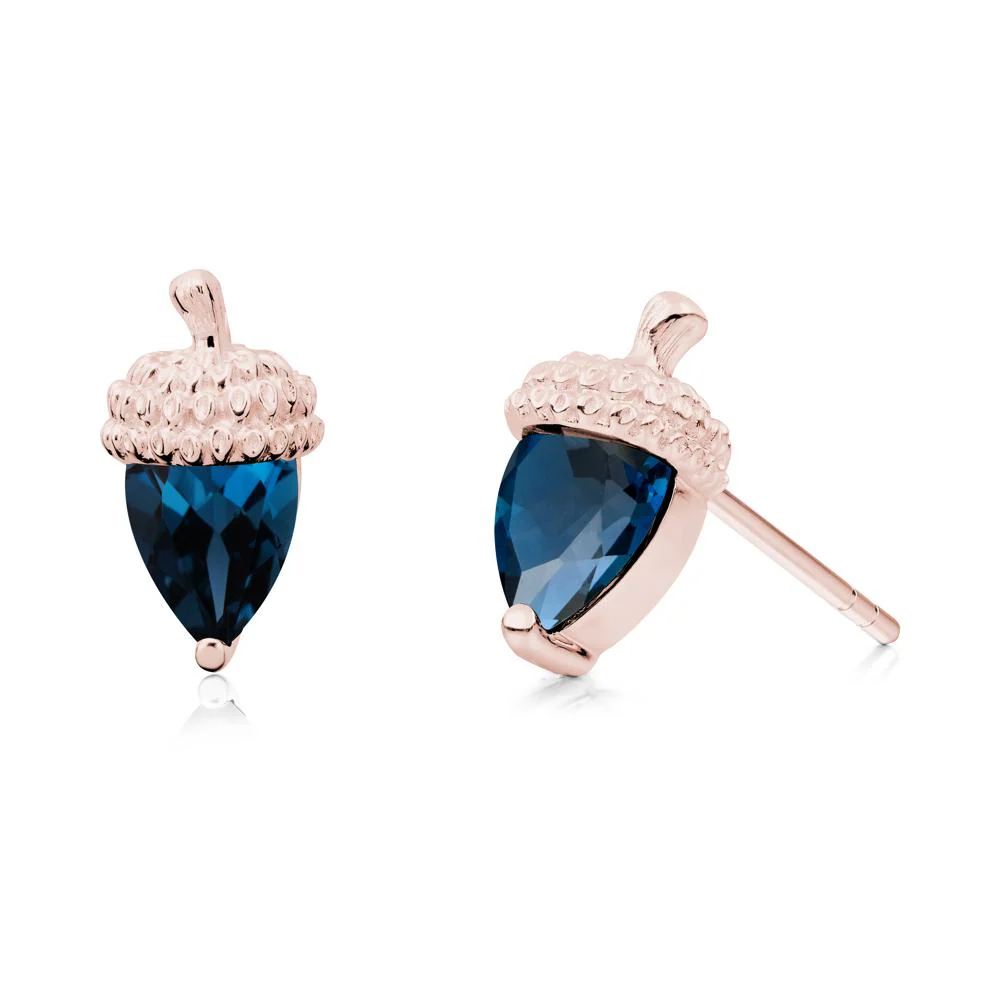 Pear Cut London Blue Topaz Acorn Stud Earrings - Image 9