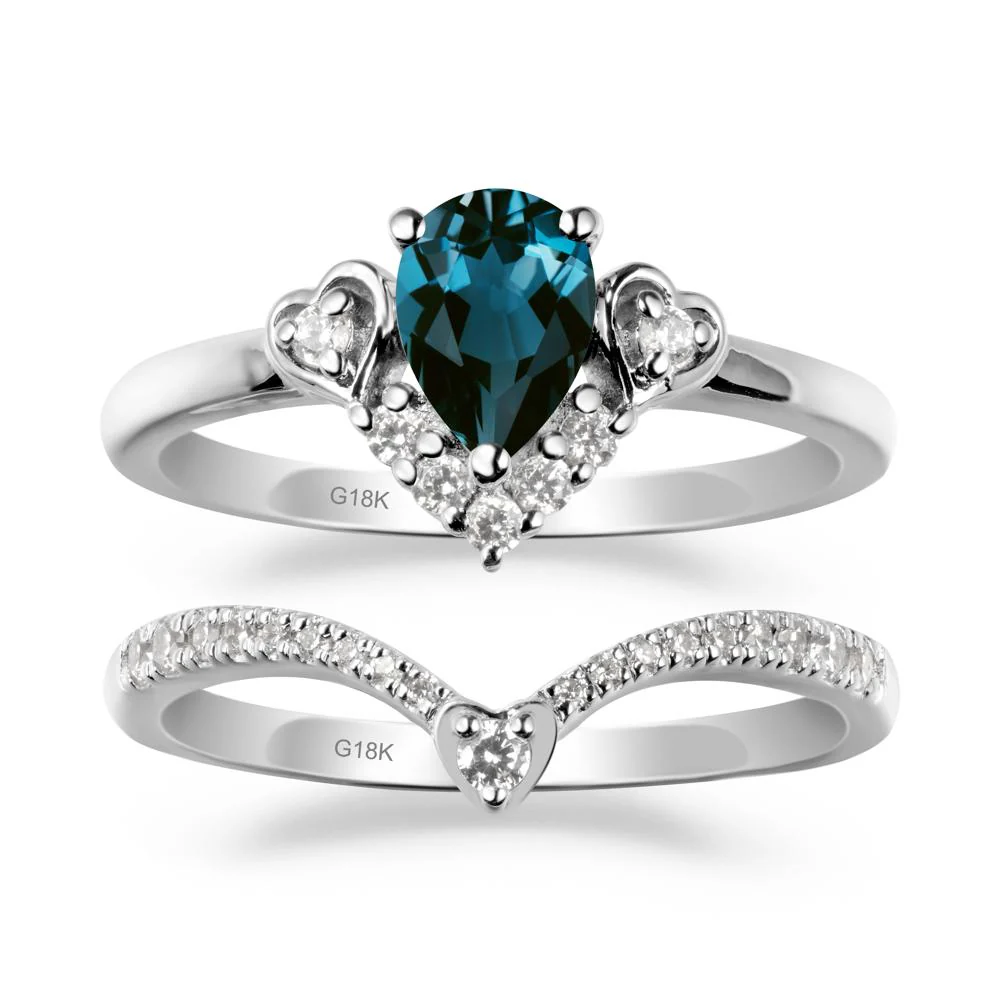 Pear-Cut London Blue Topaz Heart Bridal Set - Image 5