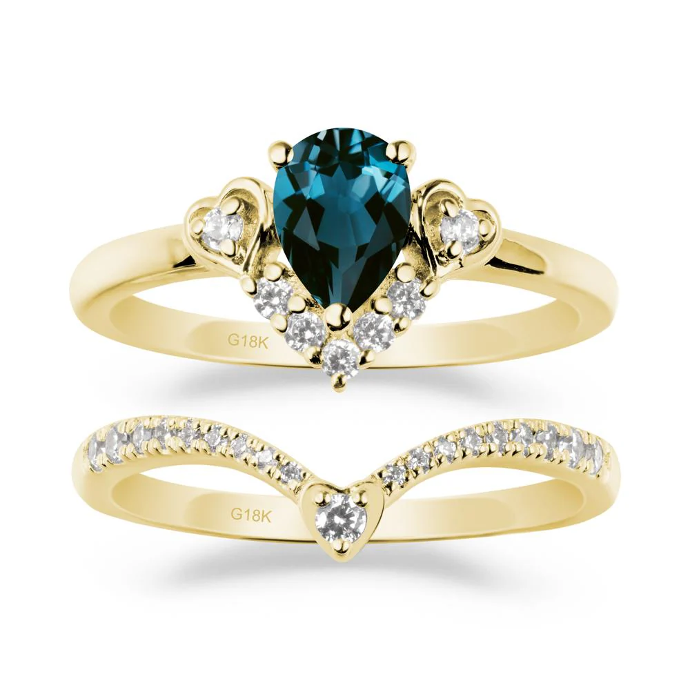 Pear-Cut London Blue Topaz Heart Bridal Set - Image 6